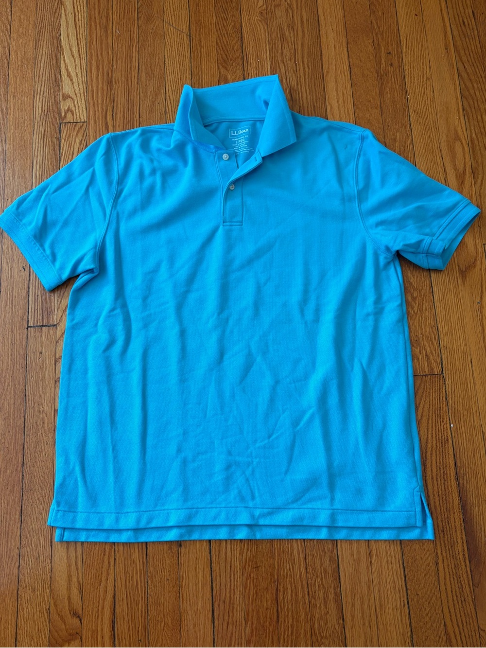 Men's LL Bean Bright Aqua Polo Shirt with Classic Collar